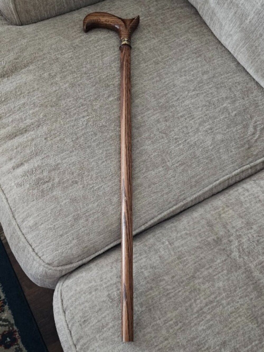 Handmade 31" Wood Walking Hiking Stick Cane With Wooden Handle